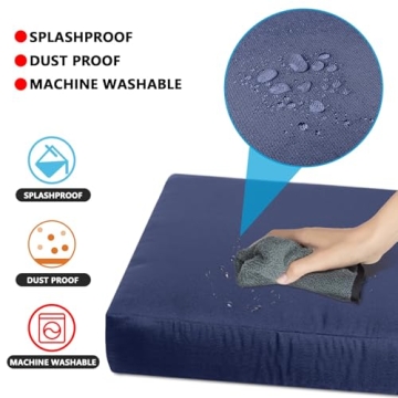 SUSIE'S GARDEN 6p Outdoor Cushion Slipcovers Outdoor Patio Cushions Covers Replacement Waterproof with Zipper for 3-Seat Outdoor Rattan Sofa Patio Furniture Cushion Covers Dark Blue, Covers Only