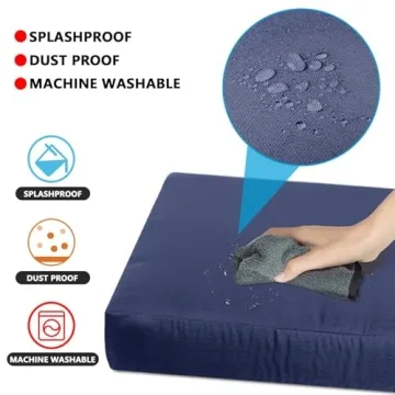 SUSIE'S GARDEN 6p Outdoor Cushion Slipcovers Outdoor Patio Cushions Covers Replacement Waterproof with Zipper for 3-Seat Outdoor Rattan Sofa Patio Furniture Cushion Covers Dark Blue, Covers Only