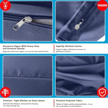 SUSIE'S GARDEN 6p Outdoor Cushion Slipcovers Outdoor Patio Cushions Covers Replacement Waterproof with Zipper for 3-Seat Outdoor Rattan Sofa Patio Furniture Cushion Covers Dark Blue, Covers Only