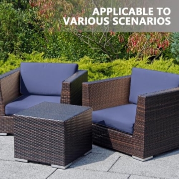 SUSIE'S GARDEN 6p Outdoor Cushion Slipcovers Outdoor Patio Cushions Covers Replacement Waterproof with Zipper for 3-Seat Outdoor Rattan Sofa Patio Furniture Cushion Covers Dark Blue, Covers Only