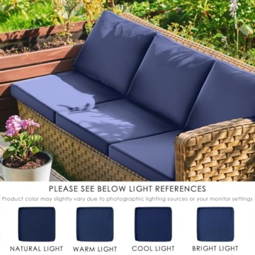 SUSIE'S GARDEN 6p Outdoor Cushion Slipcovers Outdoor Patio Cushions Covers Replacement Waterproof with Zipper for 3-Seat Outdoor Rattan Sofa Patio Furniture Cushion Covers Dark Blue, Covers Only