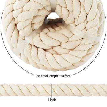 Natural White Cotton Rope for Crafts and Outdoor Activities