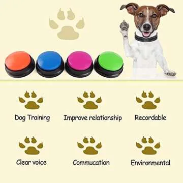 Voice Recording Button, Dog Buttons for Communication Pet Training Buzzer, 30 Second Record & Playback, Funny Gift for Study Office Home 4 Packs (Rose Red + Dark Blue + Green + Orange)