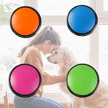Voice Recording Button, Dog Buttons for Communication Pet Training Buzzer, 30 Second Record & Playback, Funny Gift for Study Office Home 4 Packs (Rose Red + Dark Blue + Green + Orange)