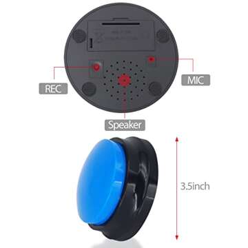 Voice Recording Button, Dog Buttons for Communication Pet Training Buzzer, 30 Second Record & Playback, Funny Gift for Study Office Home 4 Packs (Rose Red + Dark Blue + Green + Orange)