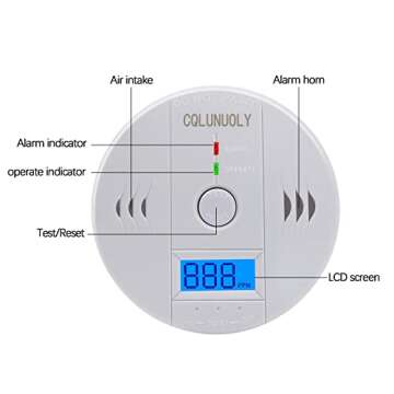 Cqlunuoly Carbon Monoxide Detectors Co Detector Digital Display Battery Powered Portable RV Carbon Monoxide Detector for Travel with UL2034