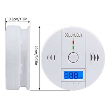 Cqlunuoly Carbon Monoxide Detectors Co Detector Digital Display Battery Powered Portable RV Carbon Monoxide Detector for Travel with UL2034