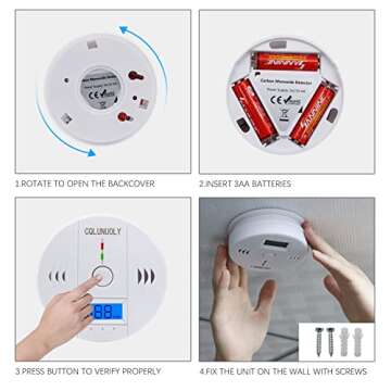 Cqlunuoly Carbon Monoxide Detectors Co Detector Digital Display Battery Powered Portable RV Carbon Monoxide Detector for Travel with UL2034