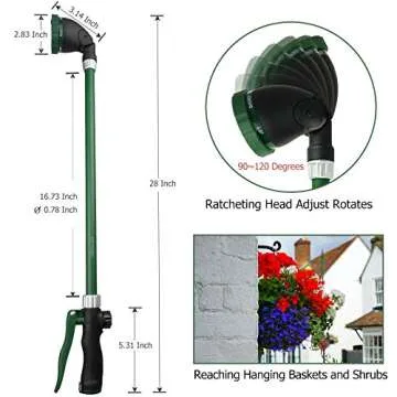 H2O WORKS Heavy Duty 28 Inch Watering Wand with Pivoting Head, Adjustable Garden Hose Water Sprayer ...