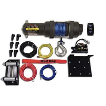 Mad Dog 3500lb Winch Mount Combo with Synthetic Rope for Kawasaki UTV 2014-2025 (4000/4010 Mule 4x4)