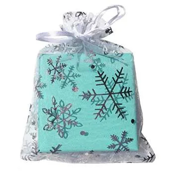 Stratalife 4X6 Bags Xmas Organza Bags Drawstring Bags Snowflake Jewelry Pouches Favor Bags Small Jew...