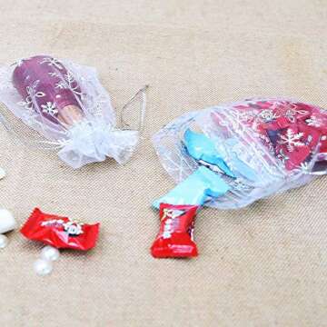 Stratalife 4X6 Bags Xmas Organza Bags Drawstring Bags Snowflake Jewelry Pouches Favor Bags Small Jewelry Bags 100Pcs (Snowflake 4x6)