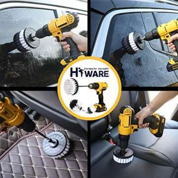 Hiware 4 Pcs Drill Brush Car Detailing Kit for Easy Cleaning