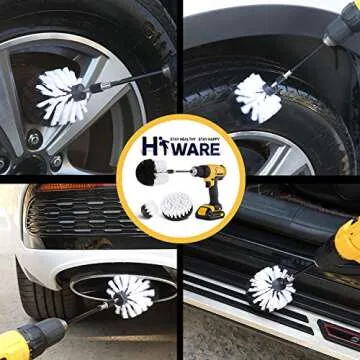 Hiware 4 Pcs Drill Brush Car Detailing Kit for Easy Cleaning