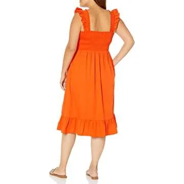 Shop The Drop Kimi Ruffled Shoulder Smocked Midi Dress