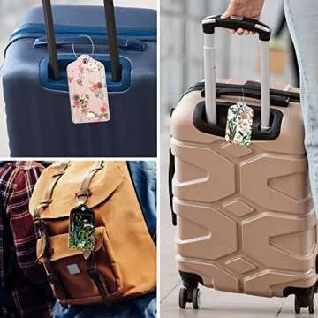 Rimilak 3 Pcs Stylish PU Leather Luggage Tags Set