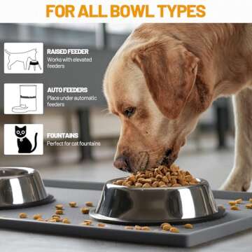 Hubulk Dog Feeding Mat,100% Waterproof Food Grade Silicone Pet Food and Water Bowl Placemat,Dishwasher, High Raised Edge to Prevent Spills,Nonslip Tray to Stop Messes on Floor (19"x12"x0.5", Grey)