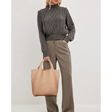 MJUEO Vegan Leather Woven Bag - Chic & Versatile Handbag