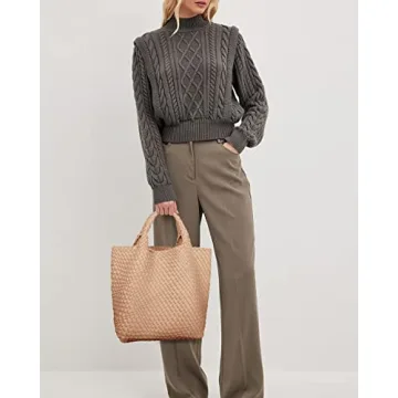 MJUEO Vegan Leather Woven Bag - Chic & Versatile Handbag