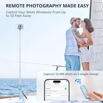 ATUMTEK 55" Selfie Stick Tripod, All-in-one Extendable Aluminum Phone Tripod with Rechargeable Bluetooth Remote for iPhone, Samsung, Google, LG, Sony and More, Fit 4.7-7 inch Smartphones, Light Blue