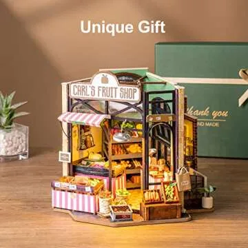 Rolife DIY Miniature House Kit 1:24 Scale Miniature Kit Green Grocery Diorama Gifts for Adults(Carl's Fruit Shop)