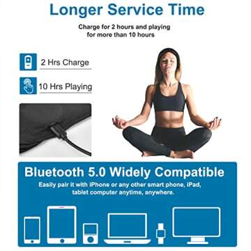 BULYPAZY Bluetooth Headband Headphones for Women, Wireless Headband Headphones with HD Speakers, Fashion Black Head Band with Knotted/Twist Design for Yoga, Workout, Running, Sports, Fitness (Black)