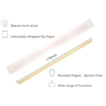 KAIXUAN WOOD Coffee Stirrers 500pcs Individually Wrapped Coffee Stirrers Wood - 7 Inch Disposable Wo...
