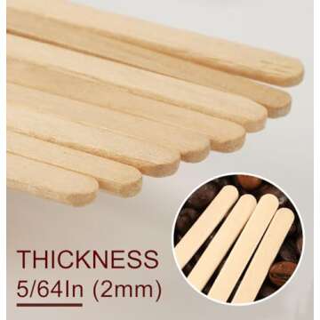KAIXUAN WOOD Coffee Stirrers 500pcs Individually Wrapped Coffee Stirrers Wood - 7 Inch Disposable Wooden Stir Sticks for Coffee, Cocktail and Hot Drinks
