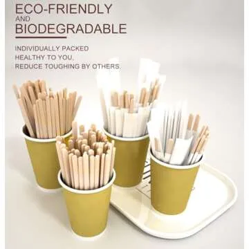 KAIXUAN WOOD Coffee Stirrers 500pcs Individually Wrapped Coffee Stirrers Wood - 7 Inch Disposable Wooden Stir Sticks for Coffee, Cocktail and Hot Drinks