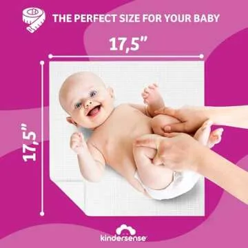 KinderSense - Disposable Changing Underpads for Baby Diaper (80 Pack) Extra Large (17.5" x 17.5") Portable Pee Pad Waterproof & Leak Proof Underpad Mat Incontinence Protection - Absorbent Changing Mat
