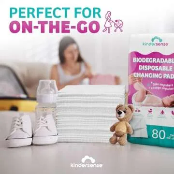KinderSense - Disposable Changing Underpads for Baby Diaper (80 Pack) Extra Large (17.5" x 17.5") Portable Pee Pad Waterproof & Leak Proof Underpad Mat Incontinence Protection - Absorbent Changing Mat