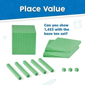 hand2mind Green Foam Base Ten Blocks Complete Set, Place Value Blocks, Counting Cubes, Base 10 Math ...