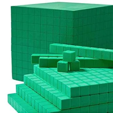 hand2mind Green Foam Base Ten Blocks Complete Set, Place Value Blocks, Counting Cubes, Base 10 Math Manipulatives, Teacher Supplies for Math Classroom, Montessori Math Materials (Set of 644)