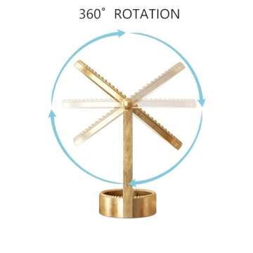 HuiDao Vintage Makeup Mirror, Desk Mirror with Tray, Metal Vanity Mirror with Stand Antique Decorative, 360° Swivel Table Top Mirror for Dresser, Countertop, Bedroom, Bathroom, Living Room, Gold