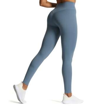 Aoxjox High Waisted Workout Leggings for Women Tummy Control Buttery Soft Yoga Metamorph Deep V Pants 26" (Steel Blue, X-Small)