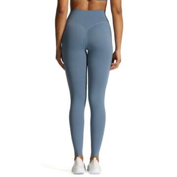 Aoxjox High Waisted Workout Leggings for Women Tummy Control Buttery Soft Yoga Metamorph Deep V Pants 26" (Steel Blue, X-Small)