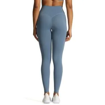 Aoxjox High Waisted Workout Leggings for Women Tummy Control Buttery Soft Yoga Metamorph Deep V Pants 26" (Steel Blue, X-Small)