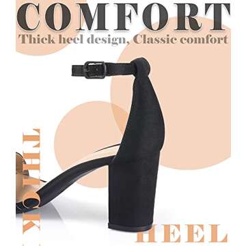 Ankis Women’s Chunky Heel Black Sandals - Elegant Comfort