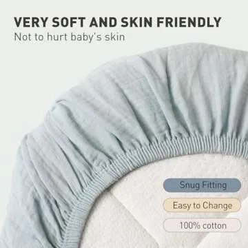 Muslin Bassinet Fitted Sheets, 2 Pack for Baby Boy and Girl, Soft Breathable Stretchy Baby Pad/Mattress Sheet Set, Universal Fit for Hourglass Oval and Rectangle Bassinet Mattress (Bright Colors)