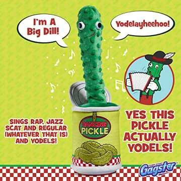 Gagster Dancing Pickle - Sings, Repeats What You Say & Tells Jokes, Singing & Talking PickleToy, Electronic Yodeling Pickle for Anyone Who Loves Pickles and Funny Gag Gifts