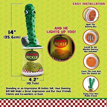 Gagster Dancing Pickle - Sings, Repeats What You Say & Tells Jokes, Singing & Talking PickleToy, Electronic Yodeling Pickle for Anyone Who Loves Pickles and Funny Gag Gifts