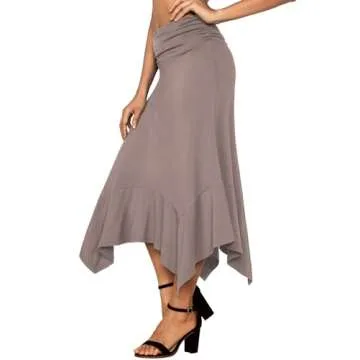 DJT Women's Flowy Midi Skirt - Handkerchief Hemline Style