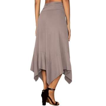 DJT Women's Flowy Midi Skirt - Handkerchief Hemline Style