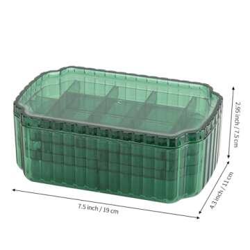 LETURE 3-Layer Jewelry Organizer Box for Earrings, Rings, Necklaces, Bracelets, Clear Plastic Bead Storage Containers for Crafts (Green)