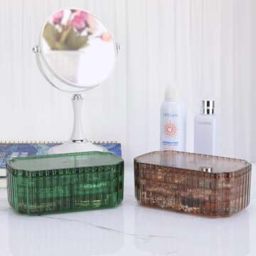 LETURE 3-Layer Jewelry Organizer Box for Earrings, Rings, Necklaces, Bracelets, Clear Plastic Bead Storage Containers for Crafts (Green)