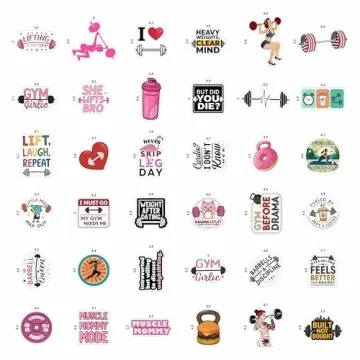 100Pcs Weightlifting Stickers for Water Bottle & Laptop