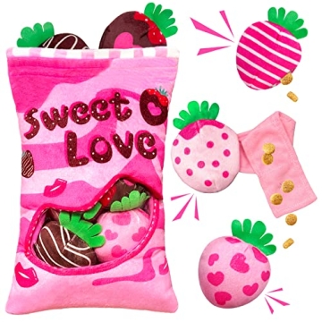 Lepawit Valentine's Day Dog Toys, Squeaky Hide and Seek Dog Toys, Interactive Puzzle Dog Toys for Bo...