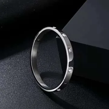 YCSLYW Women's Stainless Steel Bracelet Jewelry Crystal Bracelet With Cube Zircon Hinge Jewelry oval Bangle Christmas Valentines Birthday Gifts for Women