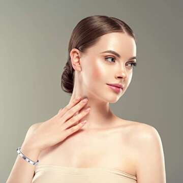 YCSLYW Women's Stainless Steel Bracelet Jewelry Crystal Bracelet With Cube Zircon Hinge Jewelry oval Bangle Christmas Valentines Birthday Gifts for Women