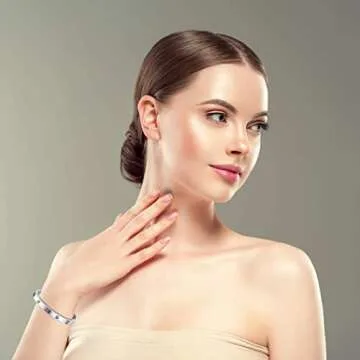 YCSLYW Women's Stainless Steel Bracelet Jewelry Crystal Bracelet With Cube Zircon Hinge Jewelry oval Bangle Christmas Valentines Birthday Gifts for Women